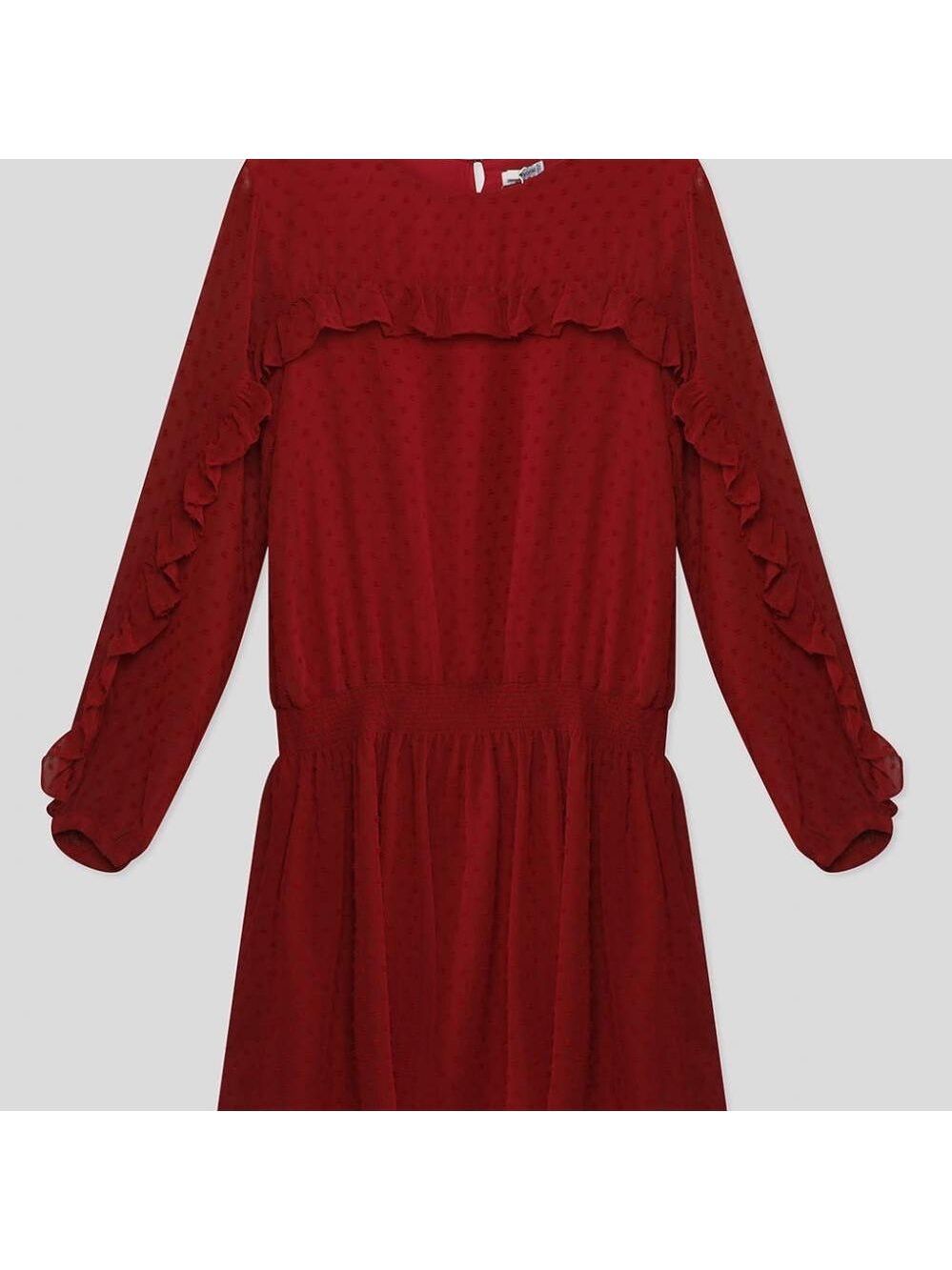 Mayoral Elegant Burgundy Ruffle Dress